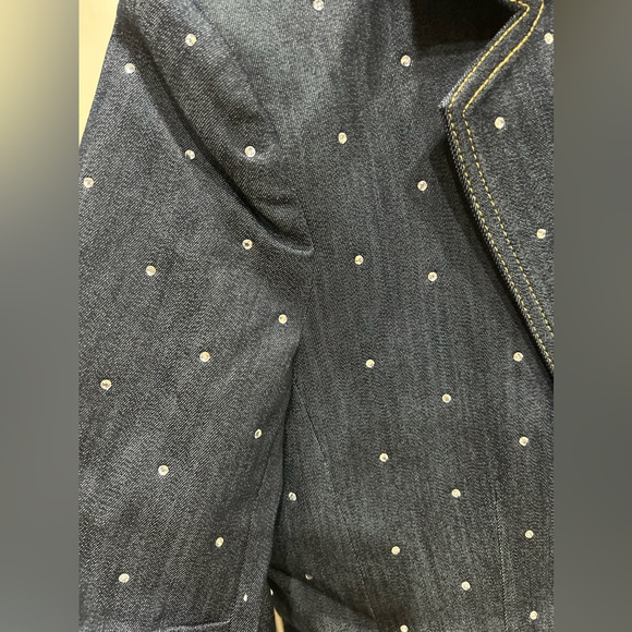 New Cinq A Sept Khloe Rhinestone Ruched Sleeve Blazer In Indigo size 4 - Picture 7 of 8